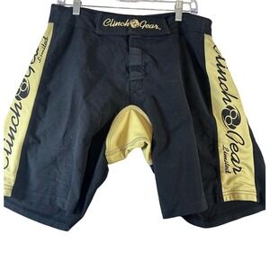 Clinch Gear Limited Men MMA Fight Shorts Black Gold Polyester Microfiber Size 32